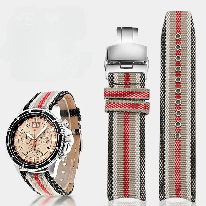 Men'S Accessories Burberry - สายนาฬิกาข้อมือไนลอนทอสำหรับ Burberry Bu7600 7680อินเตอร์เฟซแบบโค้งพร้อมแถบถักที่มีความหนาแน่นสูงระบายอากาศได้22มม. อุปกรณ์เสริม