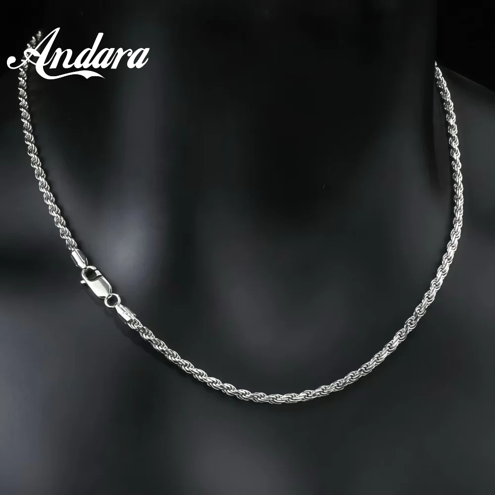 Men Accessories Singapore - สร้อยคอเงินแท้ 925 สไตล์ฮิปฮอปสำหรับผู้ชาย พร้อมตัวล็อกแบบสปริง สร้อยคอเรียบง่าย เครื่องประดับแฟชั่นสำหรับผู้หญิง