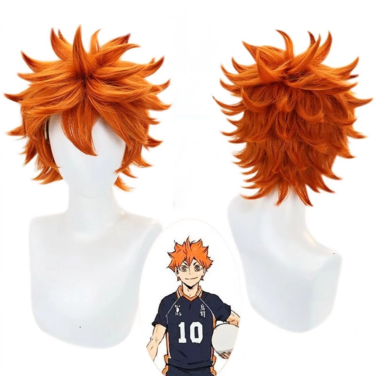 Men'S Volleyball Accessories - วิกคอสเพลย์ฮินาตะ โชโย สีส้มสดใส วิกผมสั้นสำหรับนักวอลเลย์บอล ทนความร้อน เหมาะสำหรับงานปาร์ตี้แฟนซี