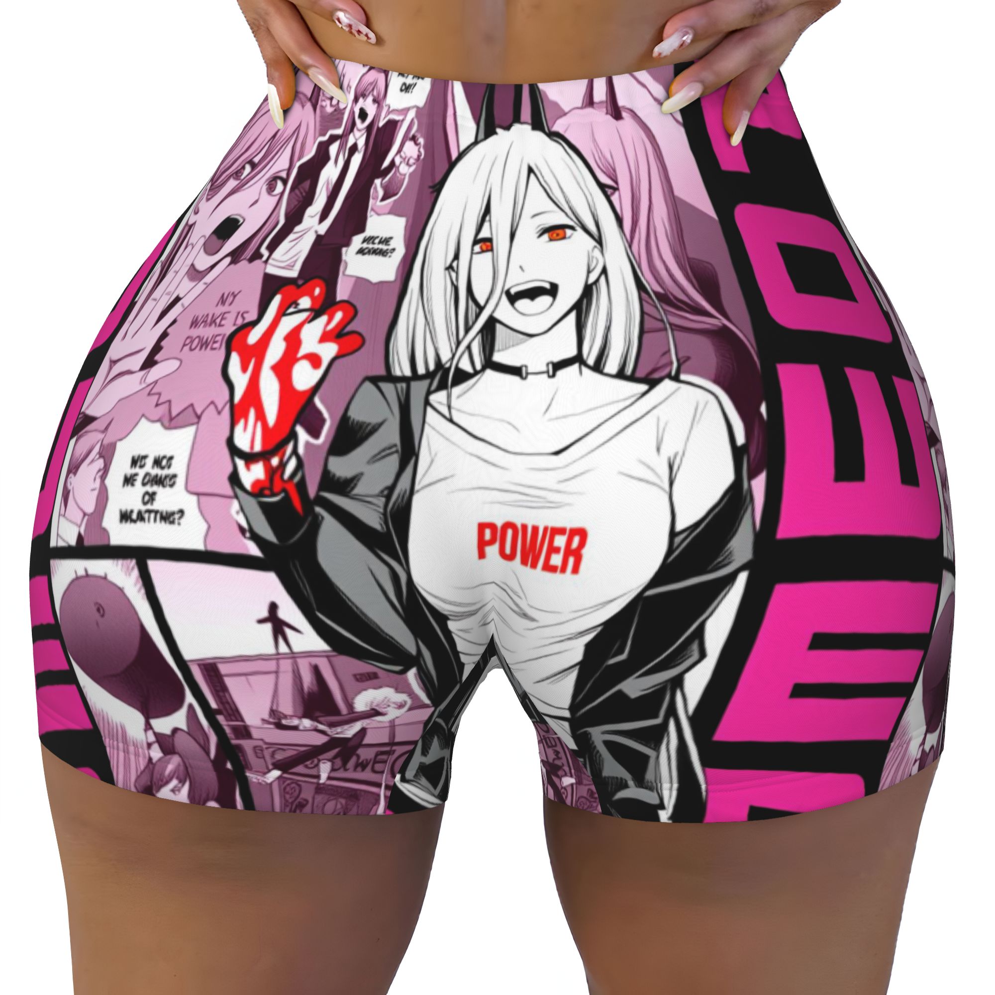 Men'S Volleyball Accessories - กางเกงขาสั้นออกกำลังกายลายการ์ตูนแมนพาวเวอร์จากเรื่อง Chainsaw Man สำหรับผู้หญิง เหมาะสำหรับวิ่ง เล่นวอลเลย์บอล