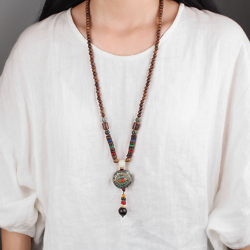 เนปาลจี้เสื้อกันหนาวโซ่ไม้พระพ - Men Accessories Nepal บทวิจารณ์และราคา