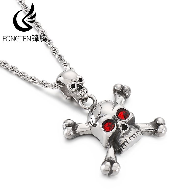 Fongten สแตนเลส Red Eyed Skull - Men Accessories Singapore บทวิจารณ์และราคา