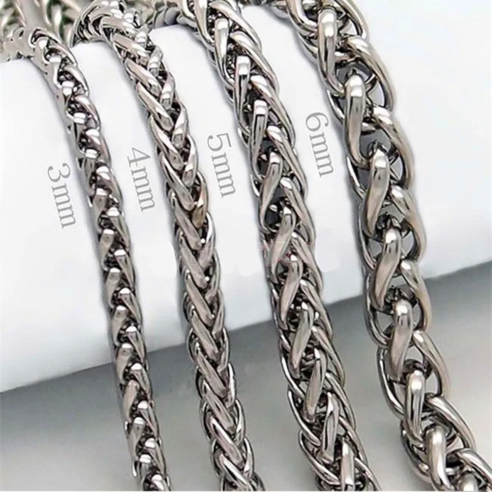 สร้อยคอสแตนเลสสตีลแบบเกลียวหนา - Men Accessories Singapore บทวิจารณ์และราคา